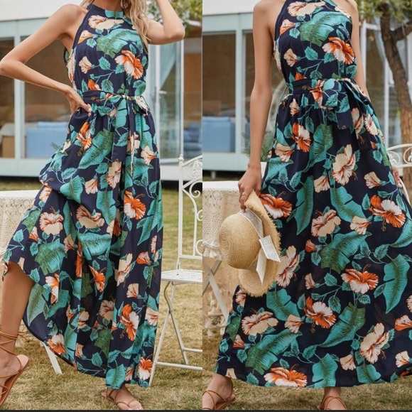 Boho floral halter maxi dress - Picture 3 of 4